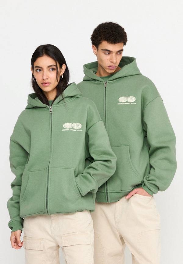 Multiply Spparel Oversize Zip Hoodie TWO WORLDS Hedge Green
