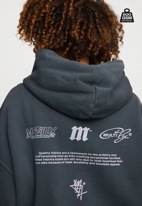 Multiply Spparel Oversize Zip Hoodie WEIGHTY Black Soda