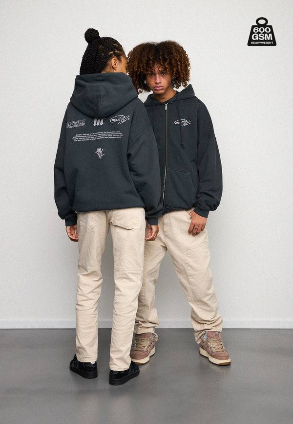 Multiply Spparel Oversize Zip Hoodie WEIGHTY Black Soda