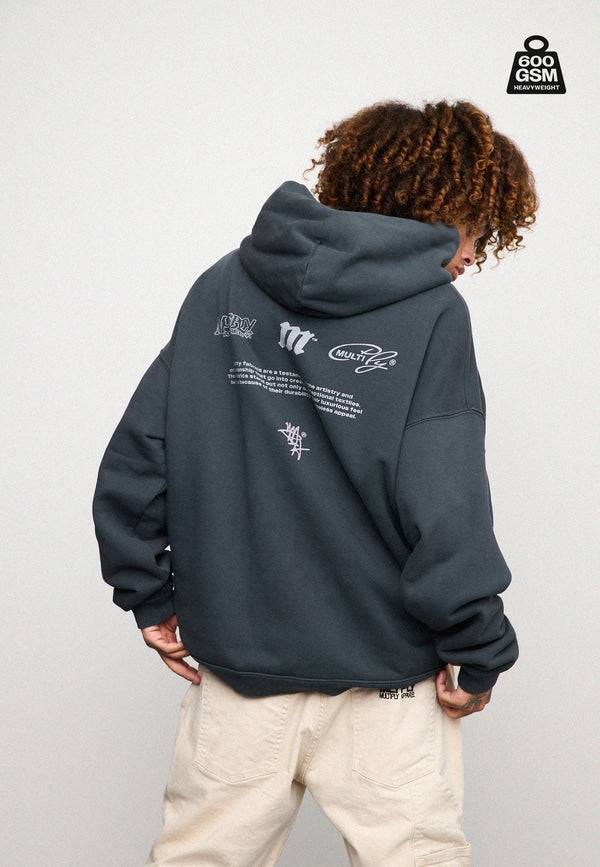 Multiply Spparel Oversize Zip Hoodie WEIGHTY Black Soda