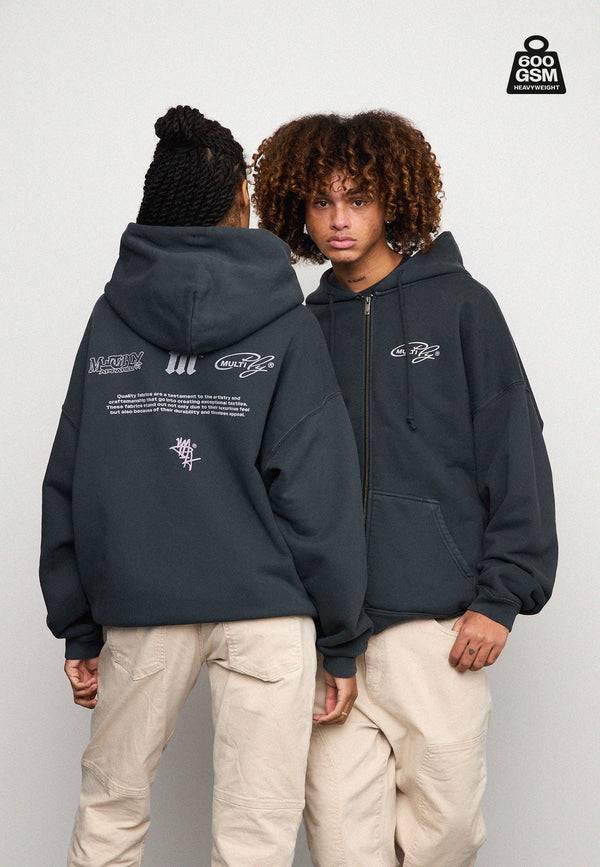Multiply Spparel Oversize Zip Hoodie WEIGHTY Black Soda