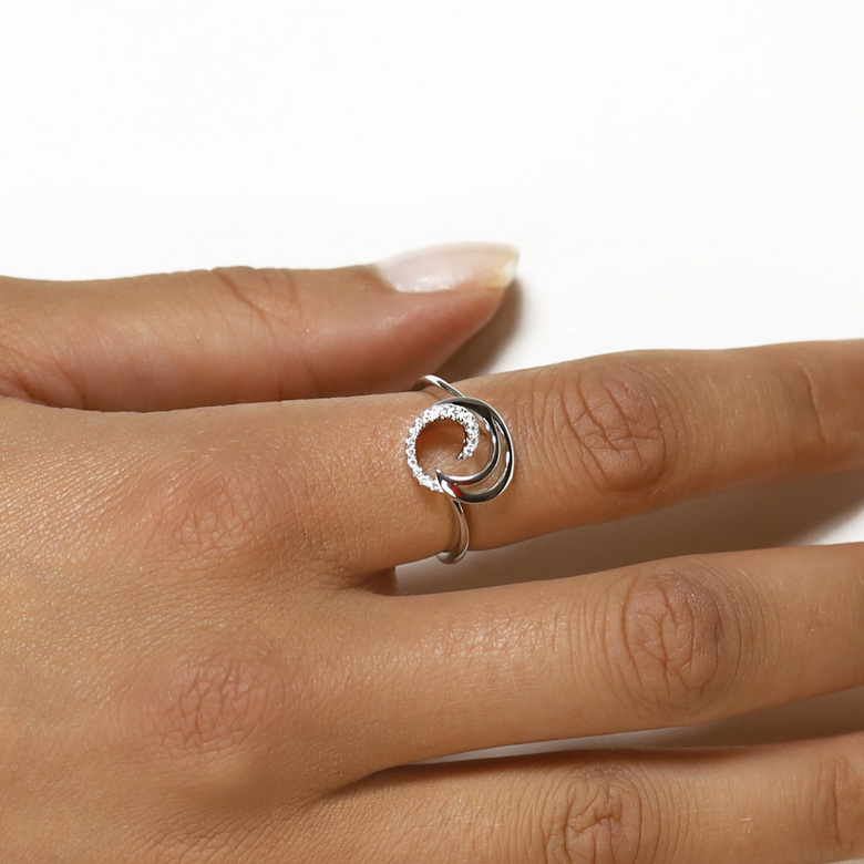 Nana Kay Swinging Silver Ring Waves