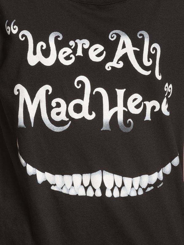 Nastrovje Potsdam Alice Im Wunderland Mad Here Smile Damen Loose-Shirt Schwarz