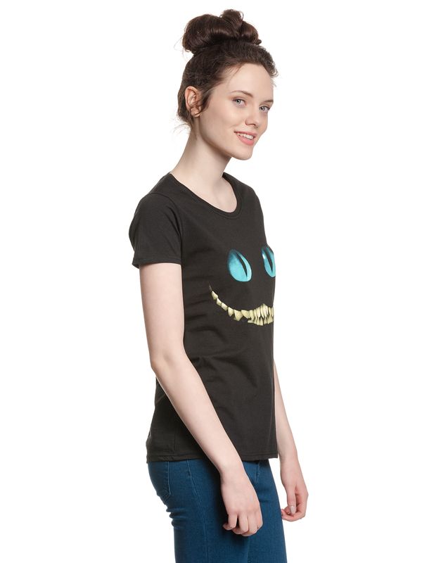 Nastrovje Potsdam Alice Im Wunderland Smile Damen T-Shirt Schwarz