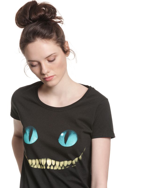 Nastrovje Potsdam Alice Im Wunderland Smile Damen T-Shirt Schwarz