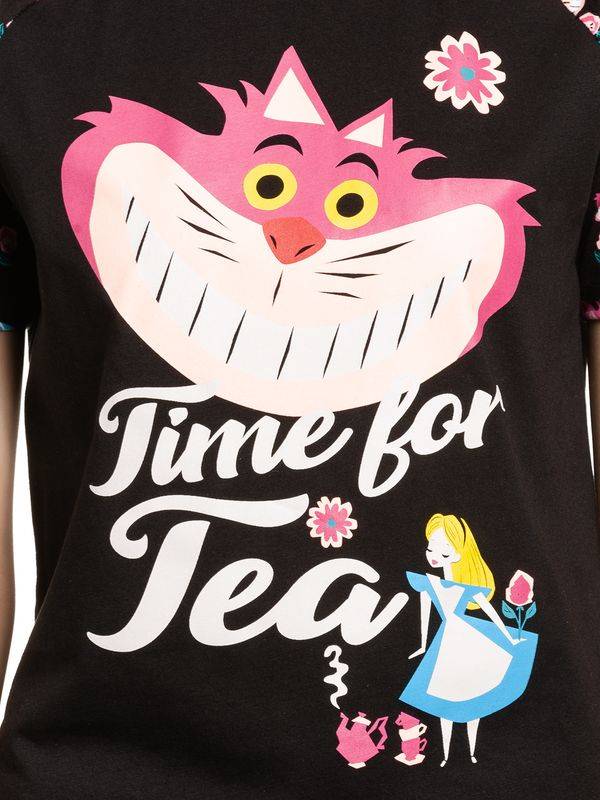 Nastrovje Potsdam Alice Im Wunderland Tea Damen Pyjama Schwarz Allover