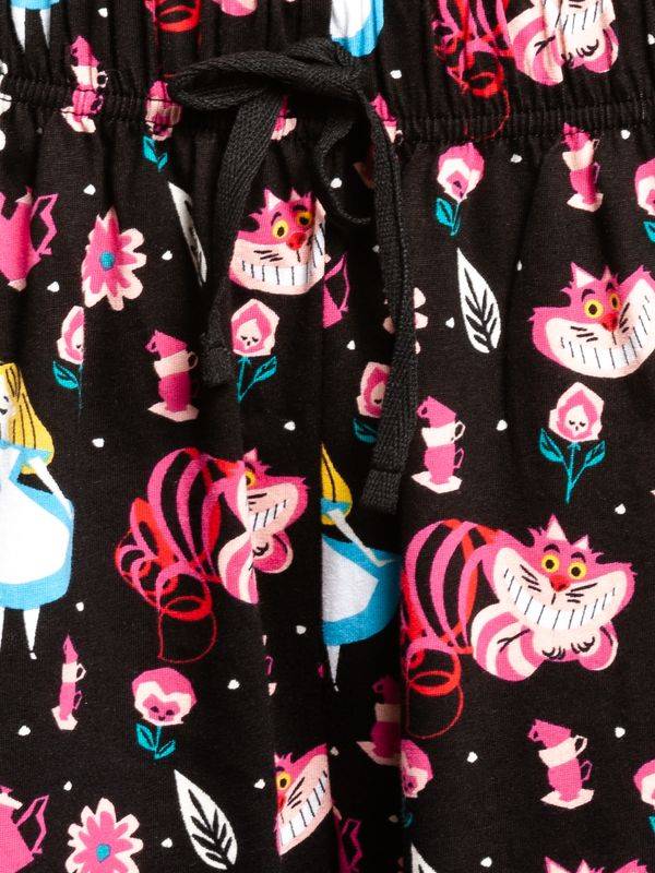 Nastrovje Potsdam Alice Im Wunderland Tea Damen Pyjama Schwarz Allover
