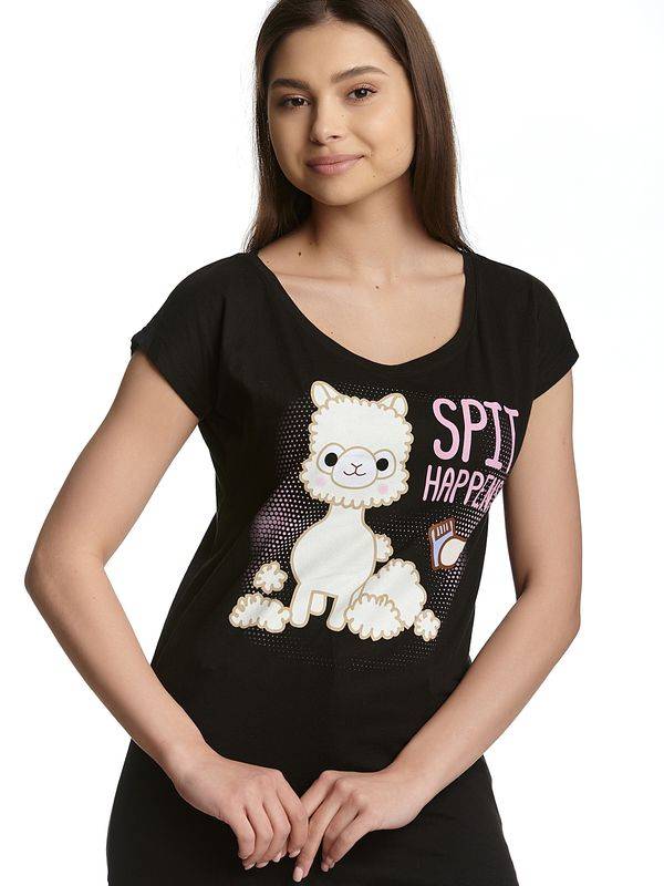 Nastrovje Potsdam Amufun Alpacasso Spit Happens Damen Loose-Shirt Schwarz