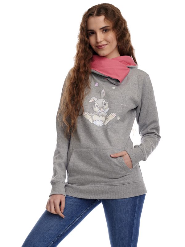 Nastrovje Potsdam Bambi Thumper Damen Schalkragenpullover Grau Meliert/pink