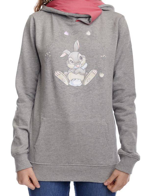 Nastrovje Potsdam Bambi Thumper Damen Schalkragenpullover Grau Meliert/pink