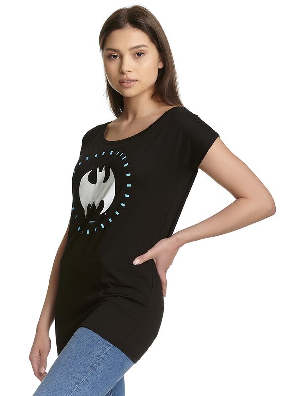 Nastrovje Potsdam Batman Circle Logo Damen Loose-Shirt Schwarz