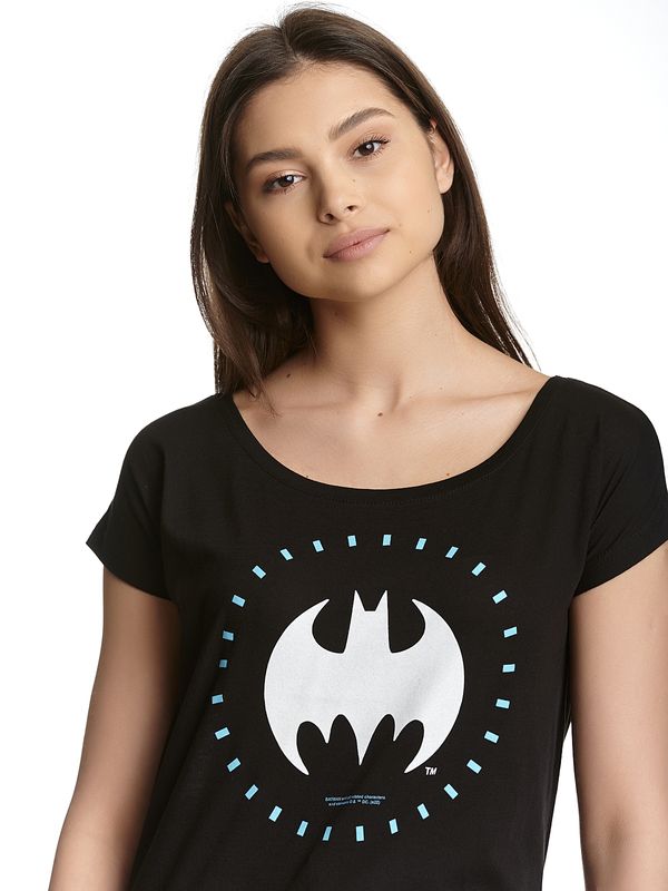 Nastrovje Potsdam Batman Circle Logo Damen Loose-Shirt Schwarz