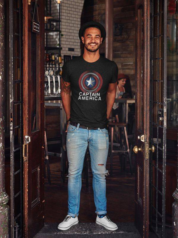 Nastrovje Potsdam Captain America Flash Logo Herren T-Shirt Schwarz