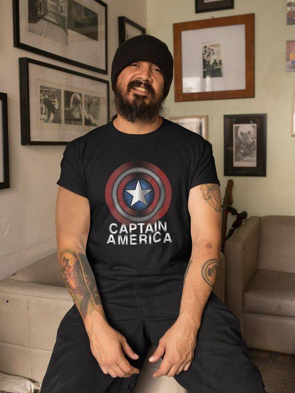 Nastrovje Potsdam Captain America Flash Logo Herren T-Shirt Schwarz
