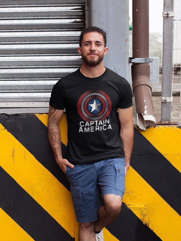 Nastrovje Potsdam Captain America Flash Logo Herren T-Shirt Schwarz