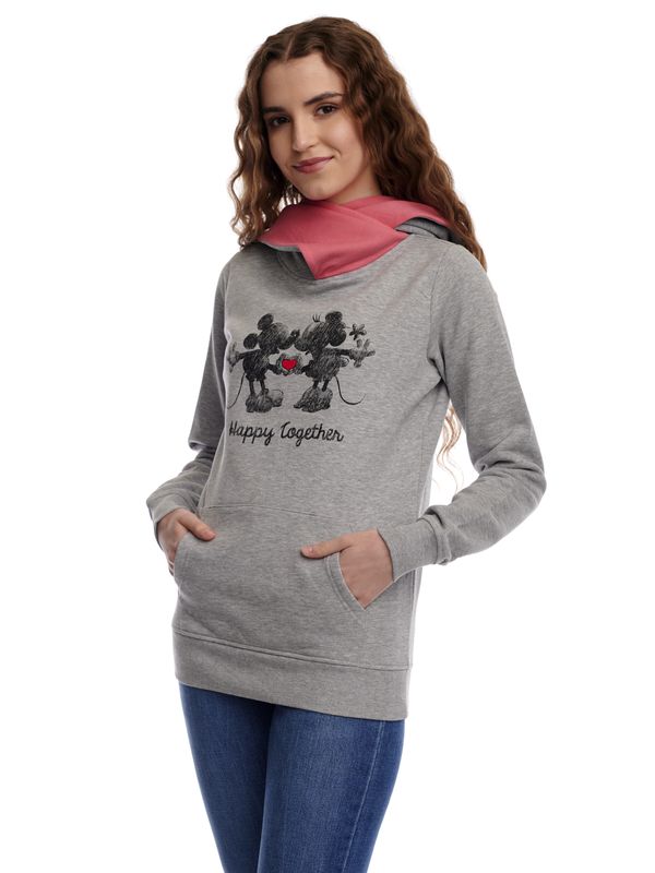 Nastrovje Potsdam Disney Happy Together Damen Schalkragenpullover Grau Meliert/pink
