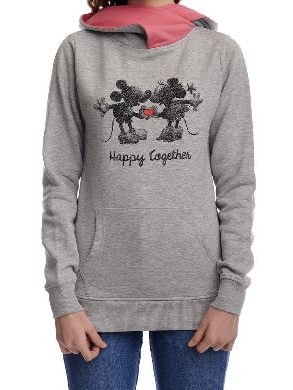 Nastrovje Potsdam Disney Happy Together Damen Schalkragenpullover Grau Meliert/pink