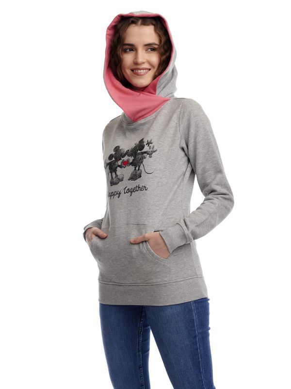 Nastrovje Potsdam Disney Happy Together Damen Schalkragenpullover Grau Meliert/pink