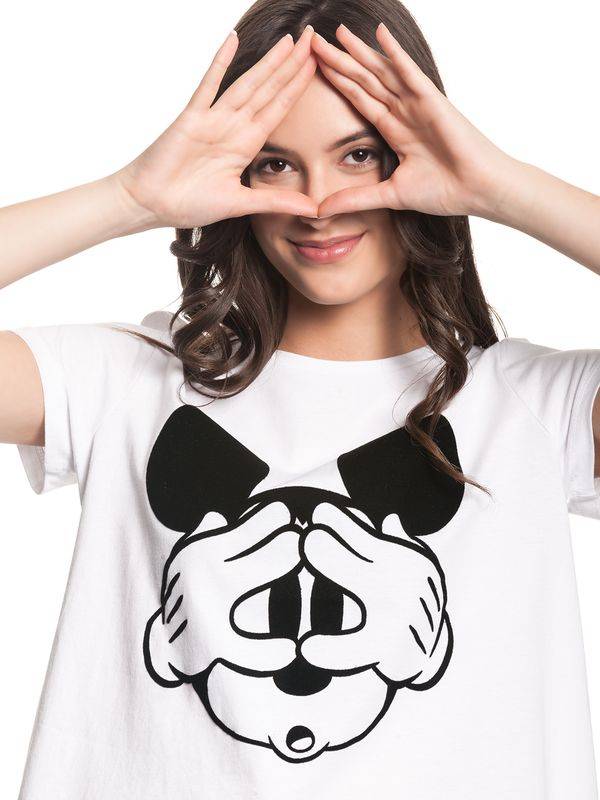 Nastrovje Potsdam Disney Mickey Mouse Hey Mickey Damen T-Shirt Weiss