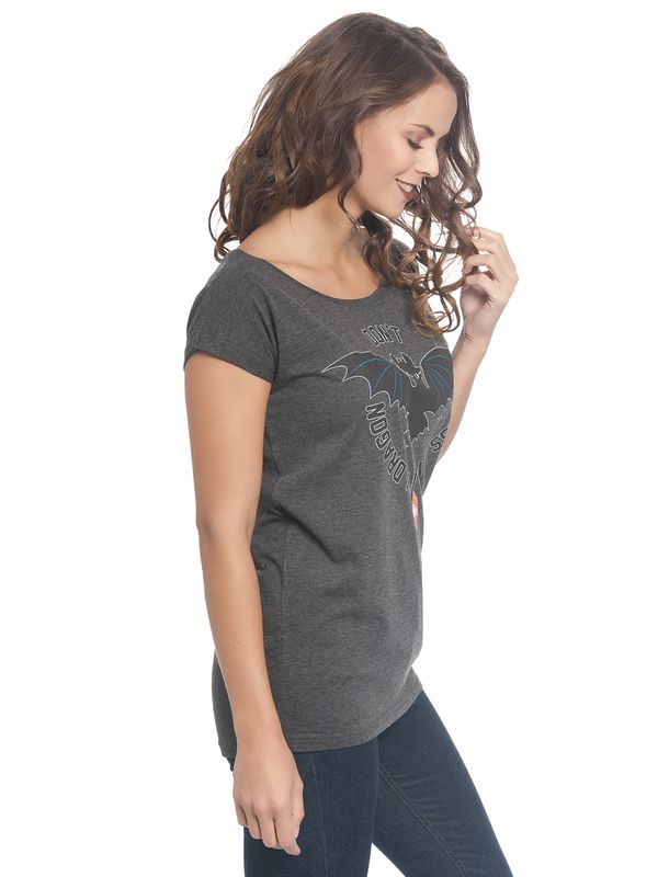 Nastrovje Potsdam Dragons, Drachenzähmen Leicht Gemacht Don't Mess Damen Loose-Shirt Dunkelgrau Meliert