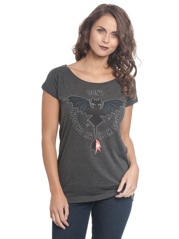 Nastrovje Potsdam Dragons, Drachenzähmen leicht gemacht Don't Mess Damen Loose-Shirt dunkelgrau meliert
