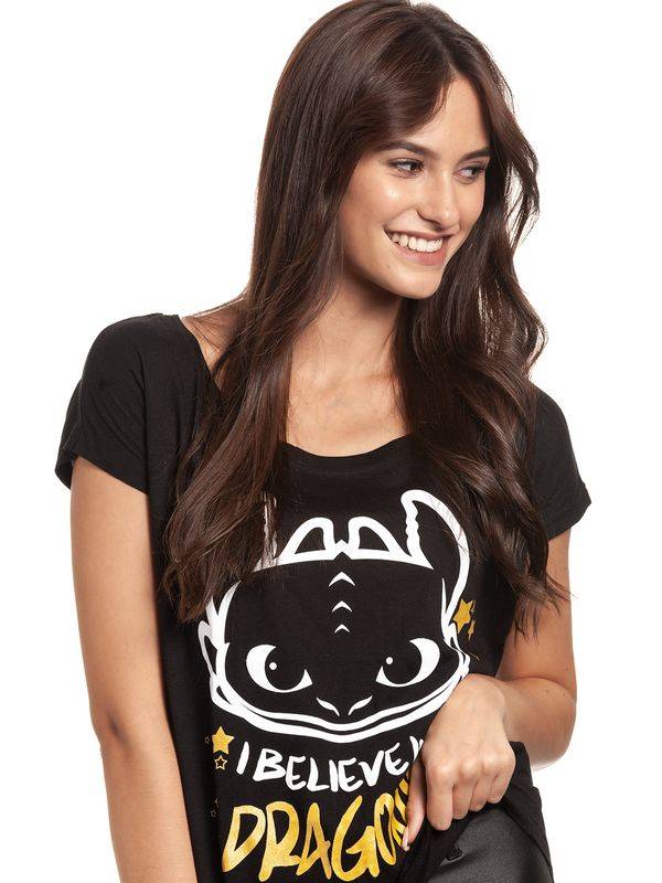 Nastrovje Potsdam Dragons, Drachenzähmen Leicht Gemacht I Believe Damen Loose-Shirt Schwarz