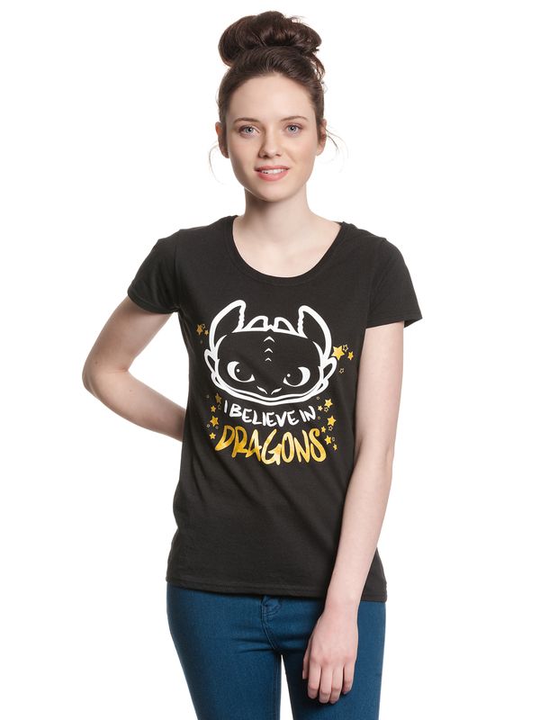 Nastrovje Potsdam Dragons, Drachenzähmen leicht gemacht I Believe In Dragons Damen T-Shirt schwarz