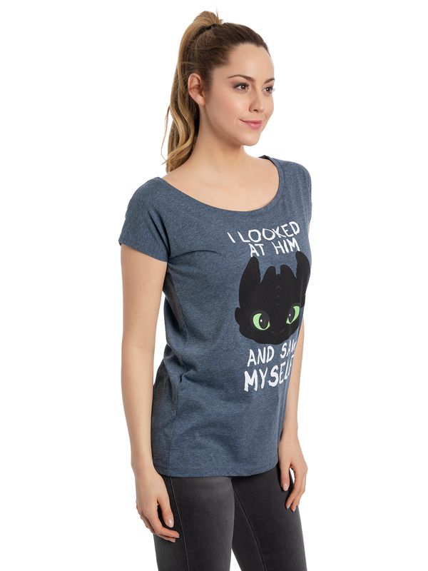 Nastrovje Potsdam Dragons, Drachenzähmen Leicht Gemacht Myself Damen Loose-Shirt Blau Meliert