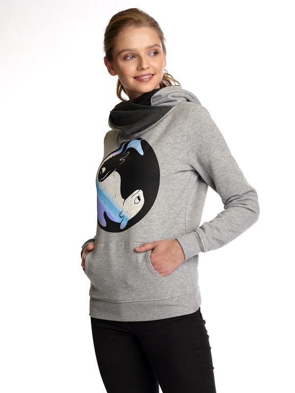 Nastrovje Potsdam Dragons, Drachenzähmen Leicht Gemacht Night&Light Damen Schalkragenpullover Grau Meliert