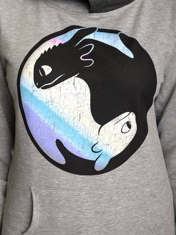 Nastrovje Potsdam Dragons, Drachenzähmen Leicht Gemacht Night&Light Damen Schalkragenpullover Grau Meliert