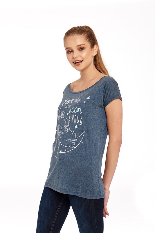 Nastrovje Potsdam Dumbo Love You To The Moon Loose Girl Shirt Blau-meliert