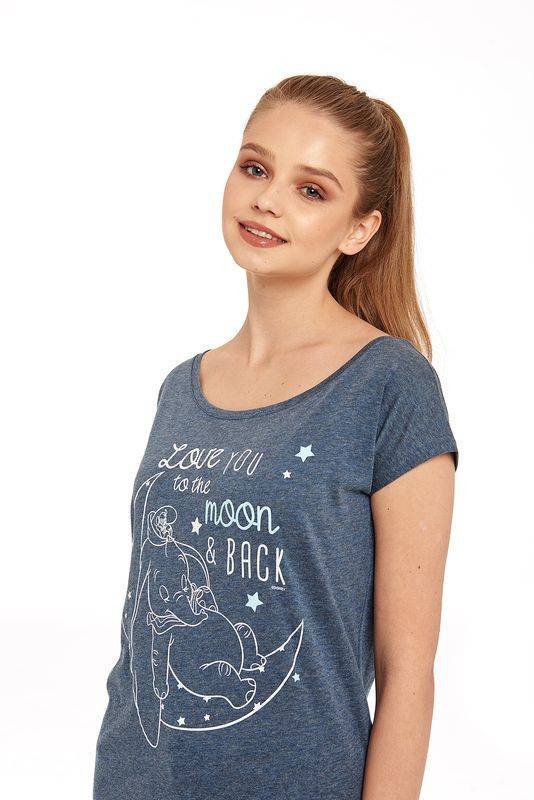 Nastrovje Potsdam Dumbo Love You To The Moon Loose Girl Shirt Blau-meliert