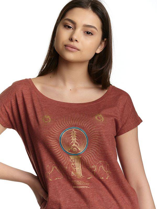 Nastrovje Potsdam Fantastic Beasts Creatures Damen Loose-Shirt Rot Meliert