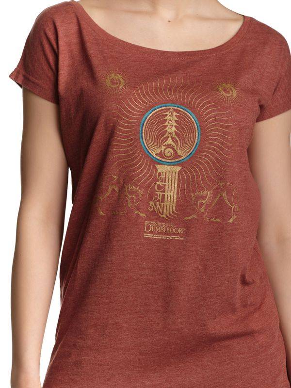 Nastrovje Potsdam Fantastic Beasts Creatures Damen Loose-Shirt Rot Meliert