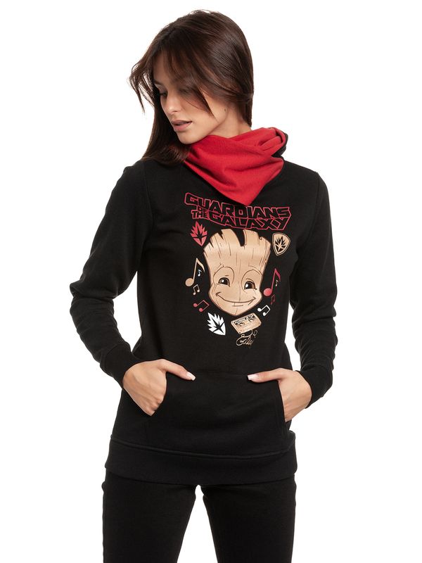 Nastrovje Potsdam Guardians Of The Galaxy Music Damen Schalkragenpullover Schwarz/rot