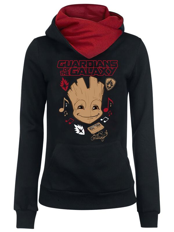 Nastrovje Potsdam Guardians of the Galaxy Music Damen Schalkragenpullover schwarz/rot