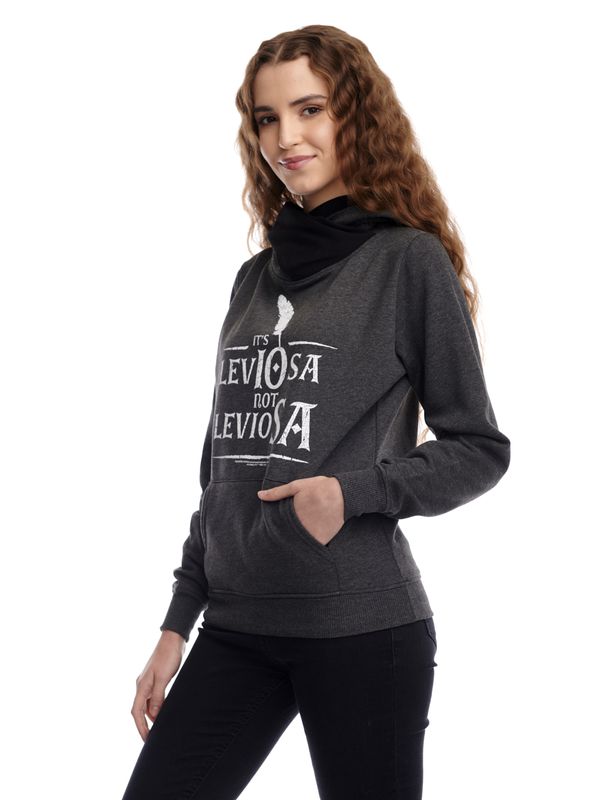 Nastrovje Potsdam Harry Potter Leviosa Damen Schalkragenpullover Grau/schwarz