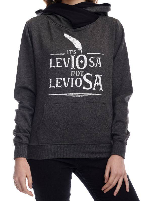 Nastrovje Potsdam Harry Potter Leviosa Damen Schalkragenpullover Grau/schwarz