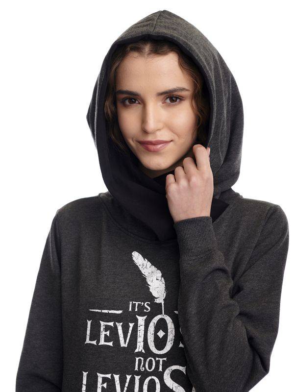 Nastrovje Potsdam Harry Potter Leviosa Damen Schalkragenpullover Grau/schwarz
