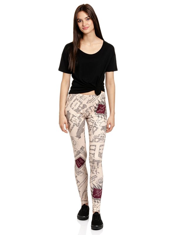 Nastrovje Potsdam Harry Potter Marauders Map Damen Leggings Beige/allover