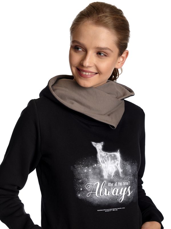 Nastrovje Potsdam Harry Potter Patronus Damen Schalkragenpullover Schwarz/grau