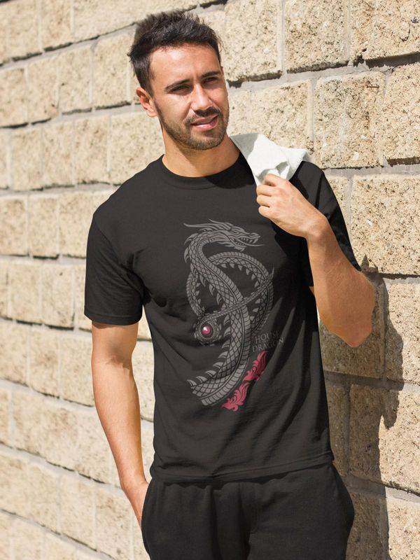 Nastrovje Potsdam House Of The Dragon Logo Herren T-Shirt Schwarz