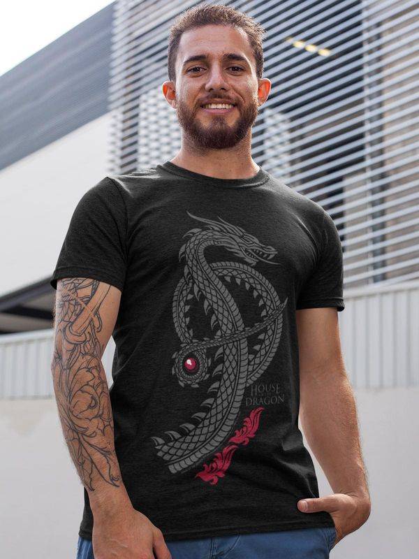 Nastrovje Potsdam House Of The Dragon Logo Herren T-Shirt Schwarz