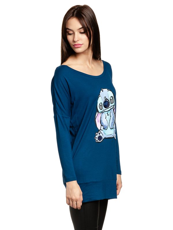 Nastrovje Potsdam Lilo & Stitch Blue Stitch Damen Langarmshirt Blau