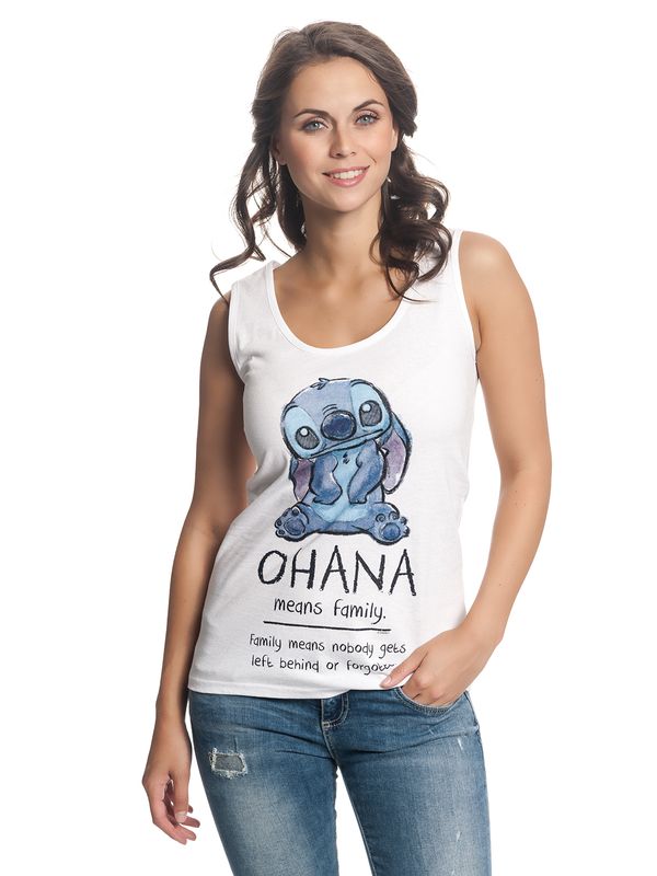 Nastrovje Potsdam Lilo & Stitch Ohana Means Friend Damen Tanktop Weiss
