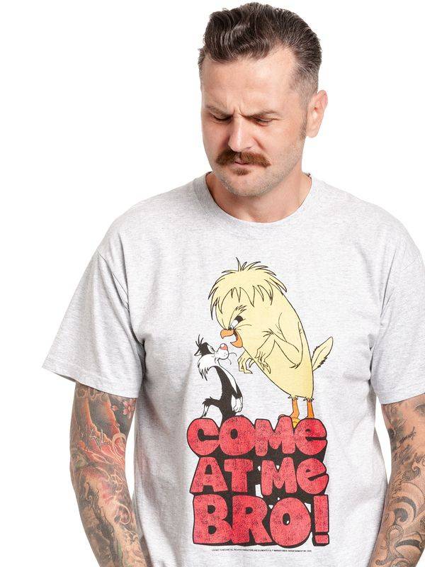 Nastrovje Potsdam Looney Tunes Come At Me Bro Herren T-Shirt Grau Meliert