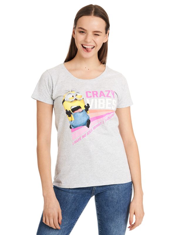 Nastrovje Potsdam Minions No Idea Damen T-Shirt Grau Meliert