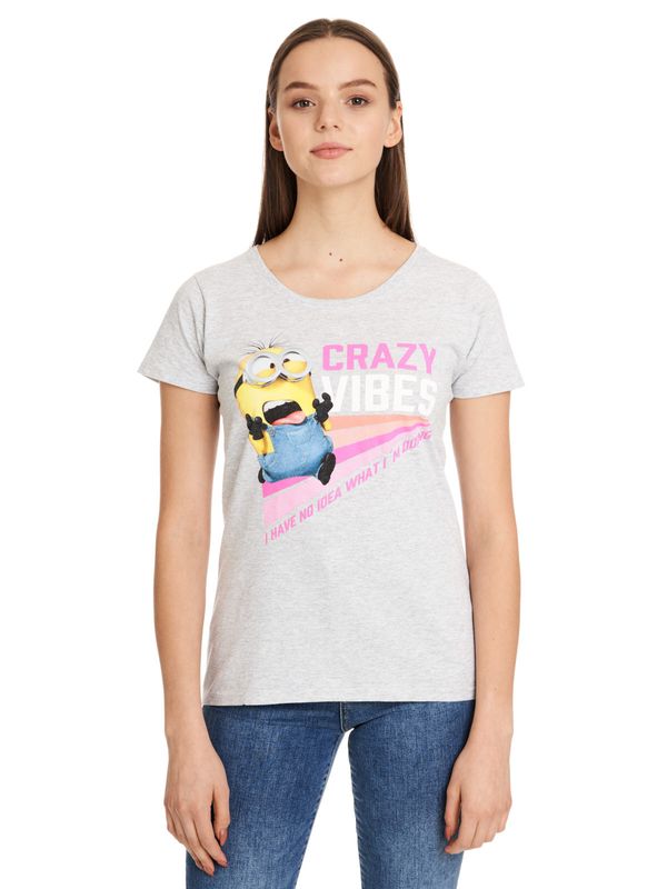 Nastrovje Potsdam Minions No Idea Damen T-Shirt grau meliert