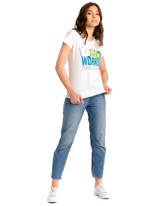 Nastrovje Potsdam Minions Workin' From Home Damen T-Shirt Weiss