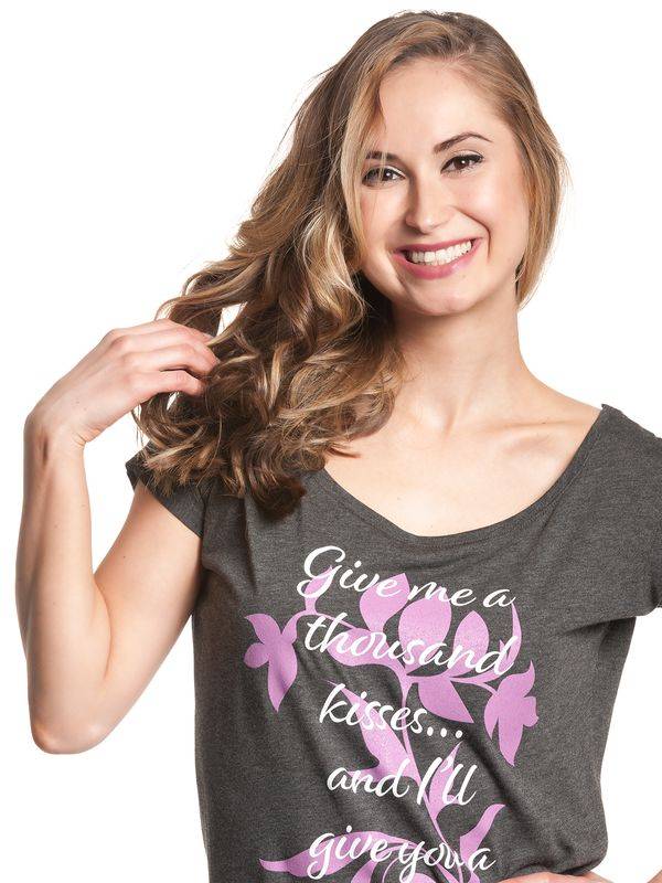 Nastrovje Potsdam Outlander Thousand Kisses Damen Loose-Shirt Dunkelgrau Meliert